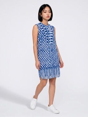 NIC+ZOE Blue Printed Sleeveless Shift Dress